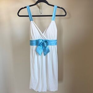 Taboo Elegant White Dress with Blue Accents